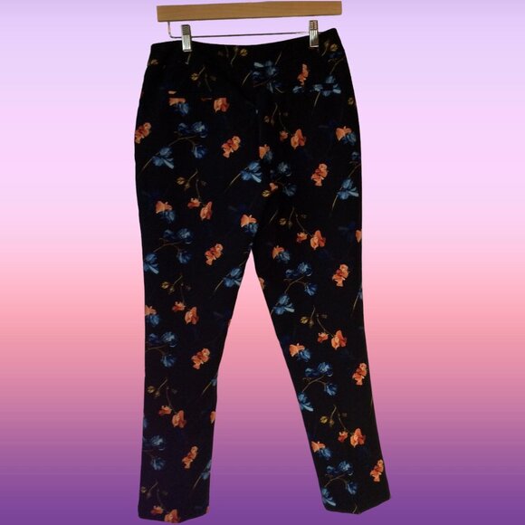Cynthia Rowley Black Pants With Floral Print Size 8 - Picture 2 of 7